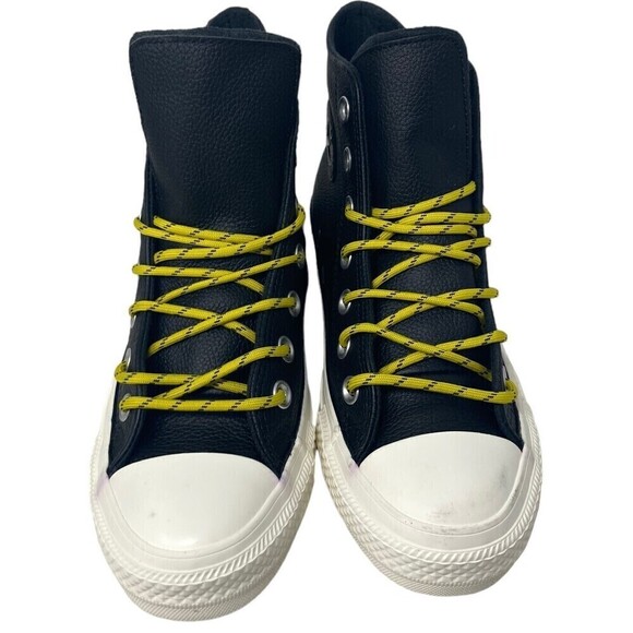 Converse CTAS Hi Shoes Size Men's 4 Women's 6 Leather Black Bold Citron - Picture 5 of 14